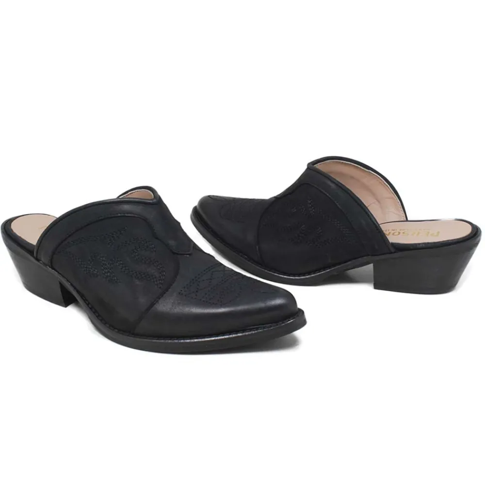 sabot_texani_ricamati_con_4.webp Sabot | Scarpe Con Tacco | Personal Sabot Texani Ricamati con Tacco Medio "ADEL" - Nabuk Nero