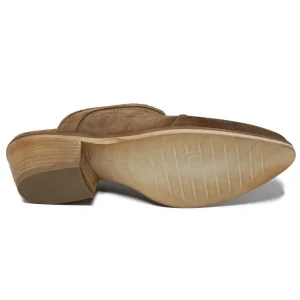 Sabot | Scarpe Con Tacco | Personal Sabot Texani Ricamati con Tacco Medio "ADEL" - Camoscio Cuoio