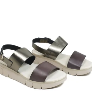 Sandali Con Zeppa | Sandali Bassi | Mañana Sandali Bassi Comodi Flexy in Pelle "F16" - Moro/Velvet TestadiMoro