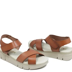 Sandali Con Zeppa | Sandali Bassi | Mañana Sandali Bassi Comodi Flexy in Pelle "F13" - Cuoio