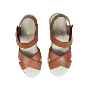 Sandali Con Zeppa | Sandali Bassi | Mañana Sandali Bassi Comodi Flexy in Pelle "F13" - Cuoio