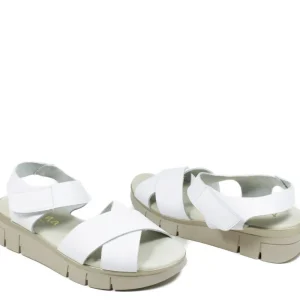 Sandali Con Zeppa | Sandali Bassi | Mañana Sandali Bassi Comodi Flexy in Pelle "F13" - Bianco