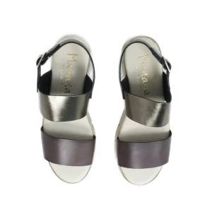 Sandali Con Zeppa | Sandali Bassi | Mañana Sandali Bassi Comodi Flexy in Pelle "F16" - Moro/Velvet TestadiMoro