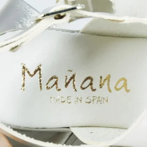 Sandali Con Zeppa | Sandali Bassi | Mañana Sandali Bassi Comodi Flexy in Pelle "F16" - /Platino Cuoio