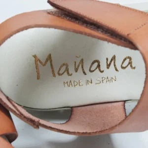 Sandali Con Zeppa | Sandali Bassi | Mañana Sandali Bassi Comodi Flexy in Pelle "F13" - Cuoio