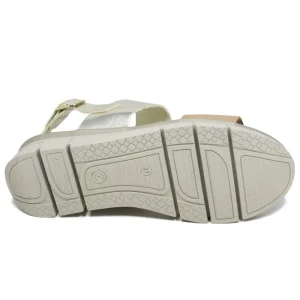 Sandali Con Zeppa | Sandali Bassi | Mañana Sandali Bassi Comodi Flexy in Pelle "F16" - /Platino Cuoio