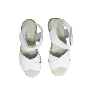 Sandali Con Zeppa | Sandali Bassi | Mañana Sandali Bassi Comodi Flexy in Pelle "F13" - Bianco