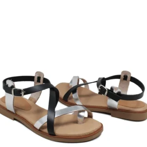 Sandali Bassi | Mañana Sandali Bassi con Cinturino alla Caviglia "JAZMIN" - /Nero Argento