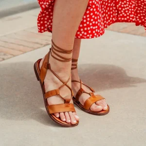 Sandali Bassi | Personal Sandali Bassi con Laccio alla Caviglia "Cornelia" - Pelle Cuoio