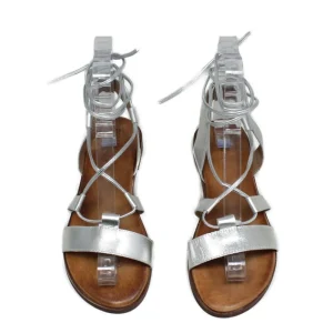 Sandali Bassi | Personal Sandali Bassi con Laccio alla Caviglia "Cornelia" - /Cuoio Argento