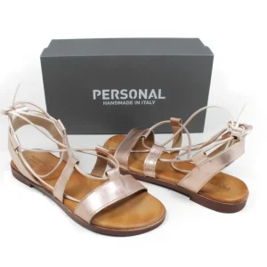 Sandali Bassi | Personal Sandali Bassi con Laccio alla Caviglia "Cornelia" - Rame/Cuoio LaminatoRame
