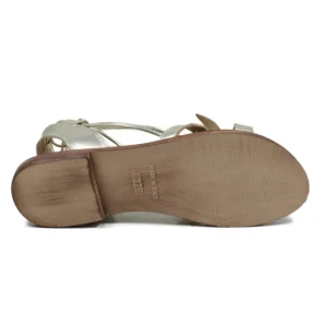 Sandali Bassi | In Time Sandali Bassi con Laccio alla Caviglia e Fiore "Petalo" - Platino