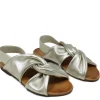 Sandali Bassi | In Time Sandali Bassi Flat in Pelle con elastico "Cross" - Platino