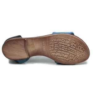 Sandali Bassi | In Time Sandali Bassi Flat in Pelle "Stripe" - Testa di Moro/ Blu