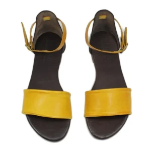 Sandali Bassi | In Time Sandali Bassi Flat in Pelle "Stripe" - Testa di Moro/Ocra TestadiMoro