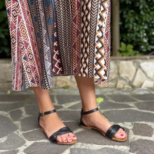 Sandali Bassi | In Time Sandali Bassi Flat in Pelle "Luna" - /Cuoio Nero