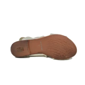 Sandali Bassi | In Time Sandali Bassi Flat in Pelle con elastico "Cross" - Platino