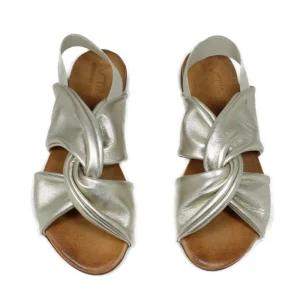 Sandali Bassi | In Time Sandali Bassi Flat in Pelle con elastico "Cross" - Platino