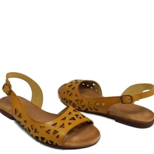 Sandali Bassi | In Time Sandali Bassi Flat Traforati in Pelle "Patty" - /Cuoio Ocra