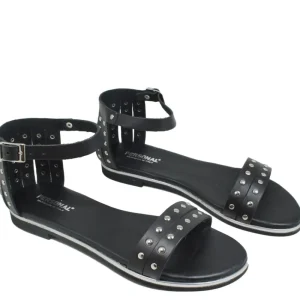 Sandali Bassi | Personal Sandali Bassi in Pelle con Borchie  "Celia" - Nero