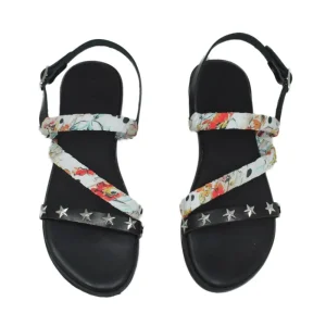 Sandali Bassi | Personal Sandali Bassi in Pelle con Borchie a Stella e Foulard "Star" - Nero