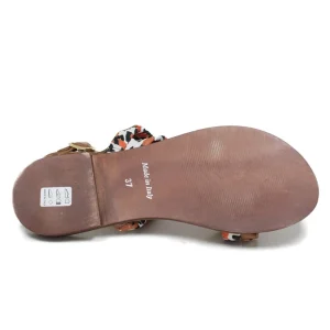 Sandali Bassi | Personal Sandali Bassi in Pelle con Borchie a Stella e Foulard "Star" - Cuoio