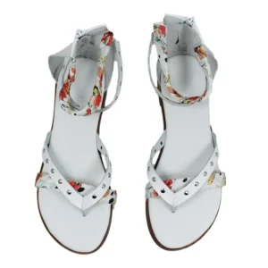 Sandali Bassi | Personal Sandali Bassi Infradito con Cavigliera Borchie e Foulard "Benirras" - Bianco