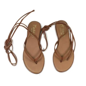 Sandali Bassi | Mañana Sandali Bassi Infradito con Laccio alla Caviglia "Rebeca" - Pelle Cuoio