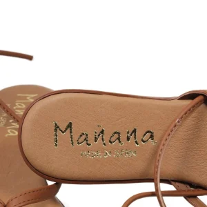 Sandali Bassi | Mañana Sandali Bassi Infradito con Laccio alla Caviglia "Rebeca" - Pelle Cuoio