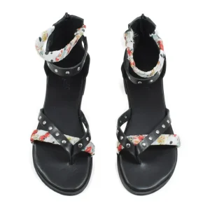 Sandali Bassi | Personal Sandali Bassi Infradito con Cavigliera Borchie e Foulard "Benirras" - Nero