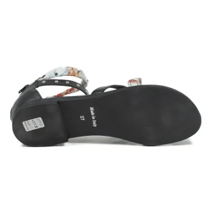 Sandali Bassi | Personal Sandali Bassi Infradito con Cavigliera Borchie e Foulard "Benirras" - Nero