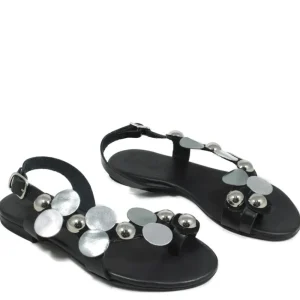 Sandali Bassi | In Time Sandali Bassi Infradito in Pelle con Borchie "Studdy" - Nero