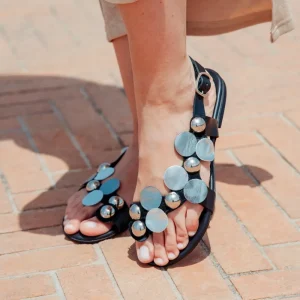 Sandali Bassi | In Time Sandali Bassi Infradito in Pelle con Borchie "Studdy" - Nero