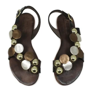Sandali Bassi | In Time Sandali Bassi Infradito in Pelle con Borchie "Studdy" - Testa di Moro TestadiMoro