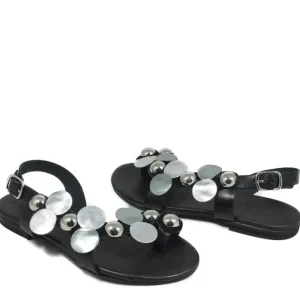 Sandali Bassi | In Time Sandali Bassi Infradito in Pelle con Borchie "Studdy" - Nero