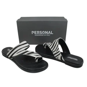 Sandali Bassi | Personal Sandali Bassi Infradito in Cavallino "Lips" - /Nero Zebra