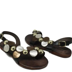 Sandali Bassi | In Time Sandali Bassi Infradito in Pelle con Borchie "Studdy" - Testa di Moro TestadiMoro