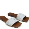Sandali Bassi | Personal Sandali Ciabatta in Pelle Intrecciata Punta Quadrata "Slot" - /Cuoio Bianco