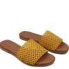 Sandali Bassi | Formentera Sandali Ciabatta in Pelle Interecciata Forata "Desi" - /Cuoio Ocra