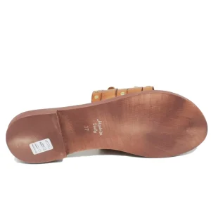 Sandali Bassi | Personal Sandali Ciabatta in Pelle con Conchiglie "Shak" - Cuoio