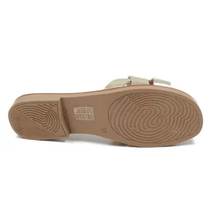 Sandali Bassi | Mañana Sandali Ciabatta in Pelle Laminata "JAVA" - Cuoio/ Platino