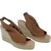 Sandali Con Zeppa | Espadrillas | Mañana Sandali Espadrillas Spuntati in Camoscio Zeppa Alta "808" - Camel