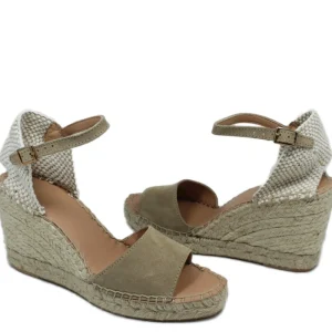 Espadrillas | Sandali Con Zeppa | Mañana Sandali Espadrillas Spuntati in Camoscio Zeppa Alta "809" - Taupe