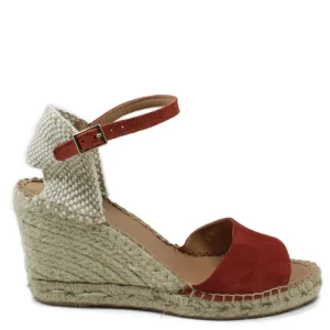 Espadrillas | Sandali Con Zeppa | Mañana Sandali Espadrillas Spuntati in Camoscio Zeppa Alta "809" - Rosso