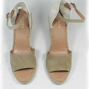 Espadrillas | Sandali Con Zeppa | Mañana Sandali Espadrillas Spuntati in Camoscio Zeppa Alta "809" - Taupe