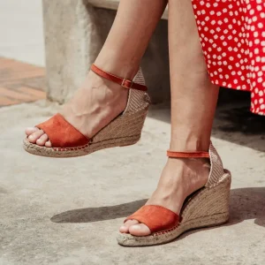 Espadrillas | Sandali Con Zeppa | Mañana Sandali Espadrillas Spuntati in Camoscio Zeppa Alta "809" - Rosso