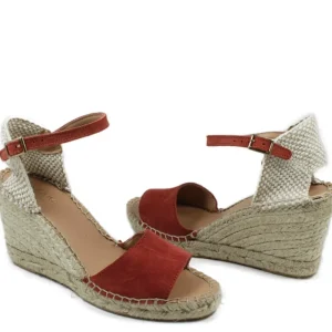 Espadrillas | Sandali Con Zeppa | Mañana Sandali Espadrillas Spuntati in Camoscio Zeppa Alta "809" - Rosso