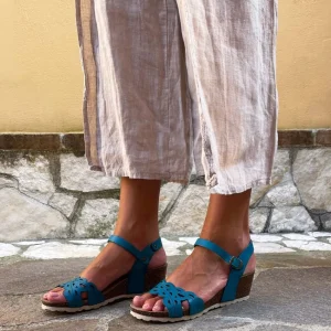 Sandali Con Zeppa | Mañana Sandali in Pelle con Zeppa Media Comfort Fit "V06" - Blu