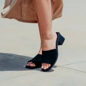 Sandali Con Tacco | Scarpe Con Tacco | Mañana Sandali Spuntati con Tacco Medio "PN03" - Camoscio Nero