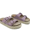 Sandali Con Zeppa | Sandali Bassi | Mañana Sandalo Ciabatta Donna su Zeppa in Corda "LUZ" - Camoscio Lilla